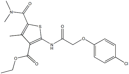 ethyl 2-{[(4-chlorophenoxy)acetyl]amino}-5-[(dimethylamino)carbonyl]-4-methyl-3-thiophenecarboxylate Struktur