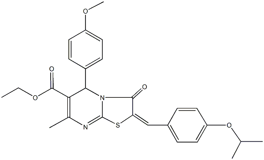 ethyl 2-(4-isopropoxybenzylidene)-5-(4-methoxyphenyl)-7-methyl-3-oxo-2,3-dihydro-5H-[1,3]thiazolo[3,2-a]pyrimidine-6-carboxylate Struktur