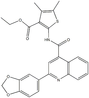 ethyl 2-({[2-(1,3-benzodioxol-5-yl)-4-quinolinyl]carbonyl}amino)-4,5-dimethyl-3-thiophenecarboxylate Struktur