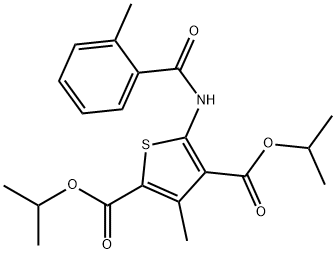 diisopropyl 3-methyl-5-[(2-methylbenzoyl)amino]-2,4-thiophenedicarboxylate Struktur