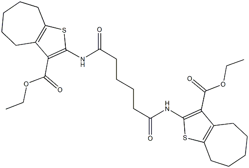 ethyl 2-[(6-{[3-(ethoxycarbonyl)-5,6,7,8-tetrahydro-4H-cyclohepta[b]thien-2-yl]amino}-6-oxohexanoyl)amino]-5,6,7,8-tetrahydro-4H-cyclohepta[b]thiophene-3-carboxylate Struktur