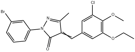 2-(3-bromophenyl)-4-(3-chloro-5-ethoxy-4-methoxybenzylidene)-5-methyl-2,4-dihydro-3H-pyrazol-3-one Struktur