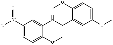 N-(2,5-dimethoxybenzyl)-2-methoxy-5-nitroaniline Struktur