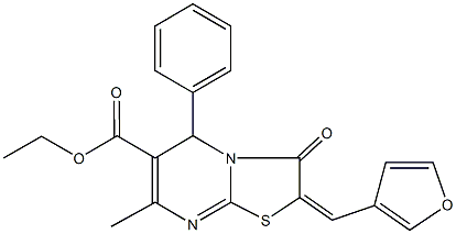 ethyl 2-(3-furylmethylene)-7-methyl-3-oxo-5-phenyl-2,3-dihydro-5H-[1,3]thiazolo[3,2-a]pyrimidine-6-carboxylate Struktur