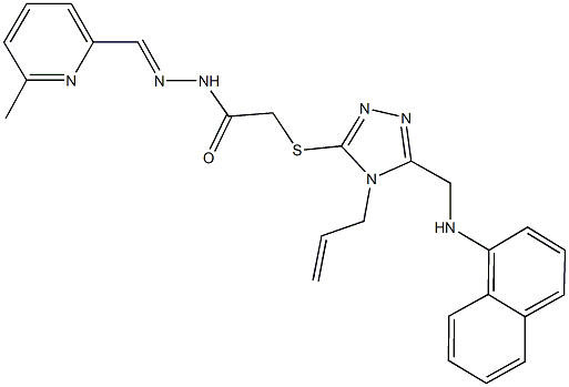 2-({4-allyl-5-[(1-naphthylamino)methyl]-4H-1,2,4-triazol-3-yl}sulfanyl)-N'-[(6-methyl-2-pyridinyl)methylene]acetohydrazide Struktur