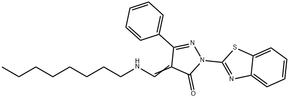 2-(1,3-benzothiazol-2-yl)-4-[(octylamino)methylene]-5-phenyl-2,4-dihydro-3H-pyrazol-3-one Struktur