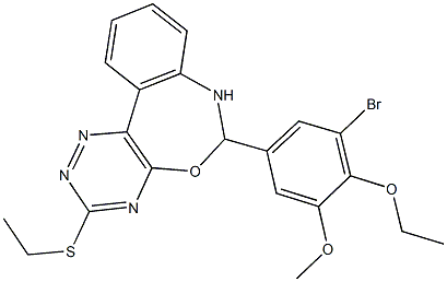 6-(3-bromo-4-ethoxy-5-methoxyphenyl)-3-(ethylsulfanyl)-6,7-dihydro[1,2,4]triazino[5,6-d][3,1]benzoxazepine Struktur