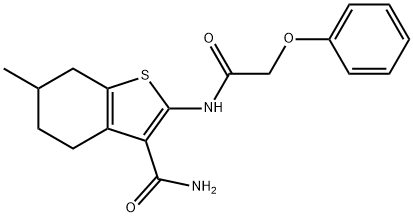 6-methyl-2-[(phenoxyacetyl)amino]-4,5,6,7-tetrahydro-1-benzothiophene-3-carboxamide Struktur