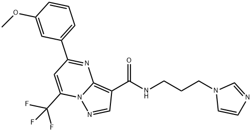 N-[3-(1H-imidazol-1-yl)propyl]-5-(3-methoxyphenyl)-7-(trifluoromethyl)pyrazolo[1,5-a]pyrimidine-3-carboxamide Struktur