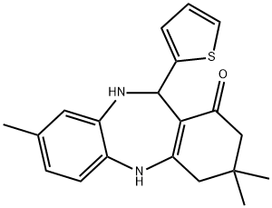 3,3,8-trimethyl-11-(2-thienyl)-2,3,4,5,10,11-hexahydro-1H-dibenzo[b,e][1,4]diazepin-1-one Struktur