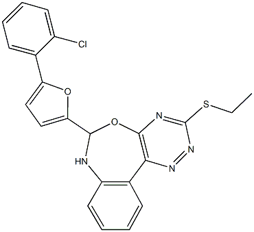 6-[5-(2-chlorophenyl)-2-furyl]-3-(ethylsulfanyl)-6,7-dihydro[1,2,4]triazino[5,6-d][3,1]benzoxazepine Struktur