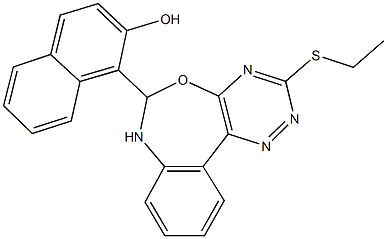 1-[3-(ethylsulfanyl)-6,7-dihydro[1,2,4]triazino[5,6-d][3,1]benzoxazepin-6-yl]-2-naphthol Struktur