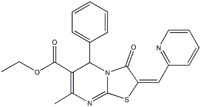 ethyl 7-methyl-3-oxo-5-phenyl-2-(2-pyridinylmethylene)-2,3-dihydro-5H-[1,3]thiazolo[3,2-a]pyrimidine-6-carboxylate Struktur