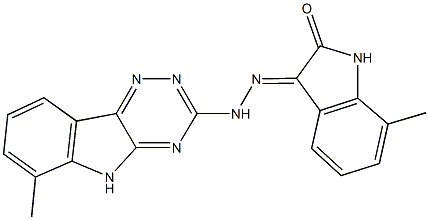 7-methyl-1H-indole-2,3-dione 3-[(6-methyl-5H-[1,2,4]triazino[5,6-b]indol-3-yl)hydrazone] Struktur