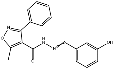 N'-(3-hydroxybenzylidene)-5-methyl-3-phenyl-4-isoxazolecarbohydrazide Struktur