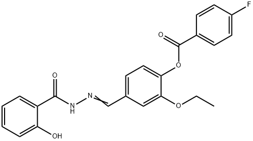 2-ethoxy-4-[2-(2-hydroxybenzoyl)carbohydrazonoyl]phenyl 4-fluorobenzoate Struktur