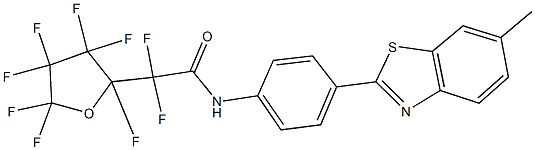 2,2-difluoro-2-(2,3,3,4,4,5,5-heptafluorotetrahydro-2-furanyl)-N-[4-(6-methyl-1,3-benzothiazol-2-yl)phenyl]acetamide Struktur