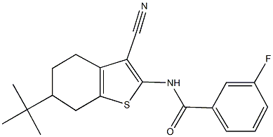 N-(6-tert-butyl-3-cyano-4,5,6,7-tetrahydro-1-benzothien-2-yl)-3-fluorobenzamide Struktur