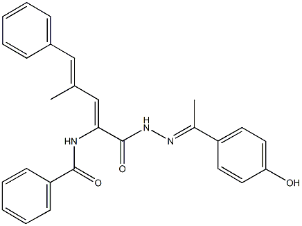 N-[1-({2-[1-(4-hydroxyphenyl)ethylidene]hydrazino}carbonyl)-3-methyl-4-phenyl-1,3-butadienyl]benzamide Struktur