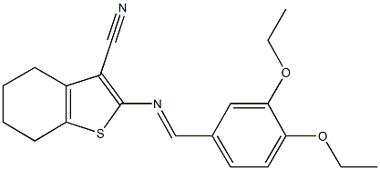 2-[(3,4-diethoxybenzylidene)amino]-4,5,6,7-tetrahydro-1-benzothiophene-3-carbonitrile Struktur