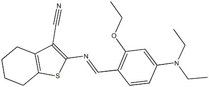 2-{[4-(diethylamino)-2-ethoxybenzylidene]amino}-4,5,6,7-tetrahydro-1-benzothiophene-3-carbonitrile Struktur