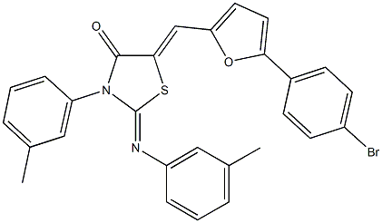 5-{[5-(4-bromophenyl)-2-furyl]methylene}-3-(3-methylphenyl)-2-[(3-methylphenyl)imino]-1,3-thiazolidin-4-one Struktur