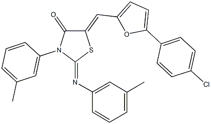 5-{[5-(4-chlorophenyl)-2-furyl]methylene}-3-(3-methylphenyl)-2-[(3-methylphenyl)imino]-1,3-thiazolidin-4-one Struktur