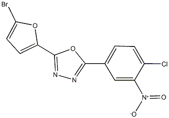 2-(5-bromo-2-furyl)-5-{4-chloro-3-nitrophenyl}-1,3,4-oxadiazole Struktur