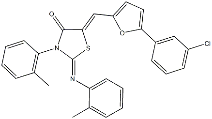 5-{[5-(3-chlorophenyl)-2-furyl]methylene}-3-(2-methylphenyl)-2-[(2-methylphenyl)imino]-1,3-thiazolidin-4-one Struktur