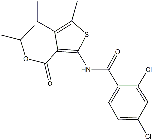 isopropyl 2-[(2,4-dichlorobenzoyl)amino]-4-ethyl-5-methyl-3-thiophenecarboxylate Struktur