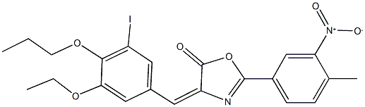 4-(3-ethoxy-5-iodo-4-propoxybenzylidene)-2-{3-nitro-4-methylphenyl}-1,3-oxazol-5(4H)-one Struktur