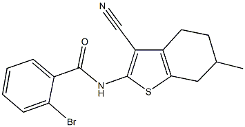 2-bromo-N-(3-cyano-6-methyl-4,5,6,7-tetrahydro-1-benzothien-2-yl)benzamide Struktur