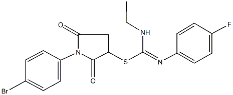 1-(4-bromophenyl)-2,5-dioxo-3-pyrrolidinyl N-ethyl-N'-(4-fluorophenyl)imidothiocarbamate Struktur