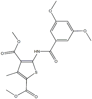 dimethyl 5-[(3,5-dimethoxybenzoyl)amino]-3-methyl-2,4-thiophenedicarboxylate Struktur