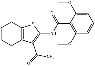 2-[(2,6-dimethoxybenzoyl)amino]-4,5,6,7-tetrahydro-1-benzothiophene-3-carboxamide Struktur