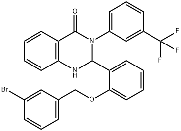 2-{2-[(3-bromobenzyl)oxy]phenyl}-3-[3-(trifluoromethyl)phenyl]-2,3-dihydro-4(1H)-quinazolinone Struktur