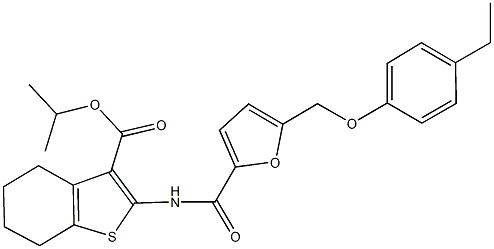 isopropyl 2-({5-[(4-ethylphenoxy)methyl]-2-furoyl}amino)-4,5,6,7-tetrahydro-1-benzothiophene-3-carboxylate Struktur