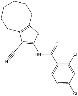 2,4-dichloro-N-(3-cyano-4,5,6,7,8,9-hexahydrocycloocta[b]thiophen-2-yl)benzamide Struktur