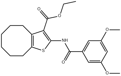 ethyl 2-[(3,5-dimethoxybenzoyl)amino]-4,5,6,7,8,9-hexahydrocycloocta[b]thiophene-3-carboxylate Struktur