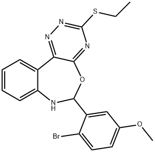 4-bromo-3-[3-(ethylsulfanyl)-6,7-dihydro[1,2,4]triazino[5,6-d][3,1]benzoxazepin-6-yl]phenyl methyl ether Struktur