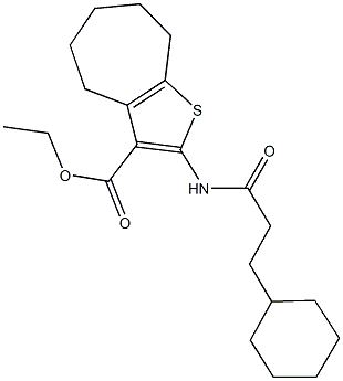 ethyl 2-[(3-cyclohexylpropanoyl)amino]-5,6,7,8-tetrahydro-4H-cyclohepta[b]thiophene-3-carboxylate Struktur