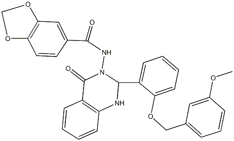 N-(2-{2-[(3-methoxybenzyl)oxy]phenyl}-4-oxo-1,4-dihydro-3(2H)-quinazolinyl)-1,3-benzodioxole-5-carboxamide Struktur