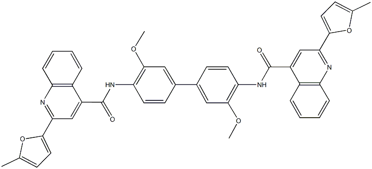 N-[3,3'-dimethoxy-4'-({[2-(5-methyl-2-furyl)-4-quinolinyl]carbonyl}amino)[1,1'-biphenyl]-4-yl]-2-(5-methyl-2-furyl)-4-quinolinecarboxamide Struktur