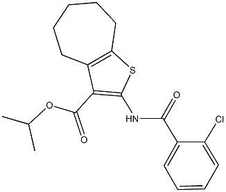 isopropyl 2-[(2-chlorobenzoyl)amino]-5,6,7,8-tetrahydro-4H-cyclohepta[b]thiophene-3-carboxylate Struktur