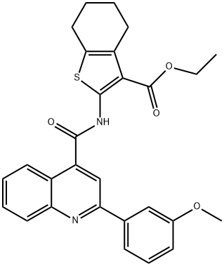 ethyl 2-({[2-(3-methoxyphenyl)-4-quinolinyl]carbonyl}amino)-4,5,6,7-tetrahydro-1-benzothiophene-3-carboxylate Struktur