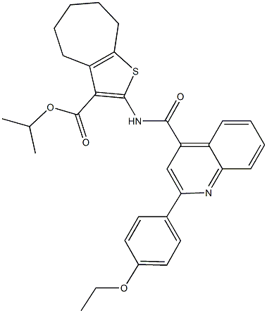 isopropyl 2-({[2-(4-ethoxyphenyl)-4-quinolinyl]carbonyl}amino)-5,6,7,8-tetrahydro-4H-cyclohepta[b]thiophene-3-carboxylate Struktur