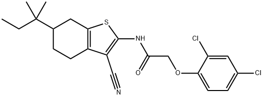 N-[3-cyano-6-(tert-pentyl)-4,5,6,7-tetrahydro-1-benzothiophen-2-yl]-2-(2,4-dichlorophenoxy)acetamide Struktur