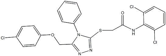 2-({5-[(4-chlorophenoxy)methyl]-4-phenyl-4H-1,2,4-triazol-3-yl}sulfanyl)-N-(2,6-dichlorophenyl)acetamide Struktur