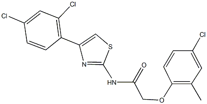 2-(4-chloro-2-methylphenoxy)-N-[4-(2,4-dichlorophenyl)-1,3-thiazol-2-yl]acetamide Struktur