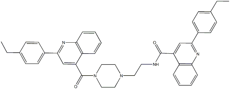 2-(4-ethylphenyl)-N-[2-(4-{[2-(4-ethylphenyl)-4-quinolinyl]carbonyl}-1-piperazinyl)ethyl]-4-quinolinecarboxamide Struktur